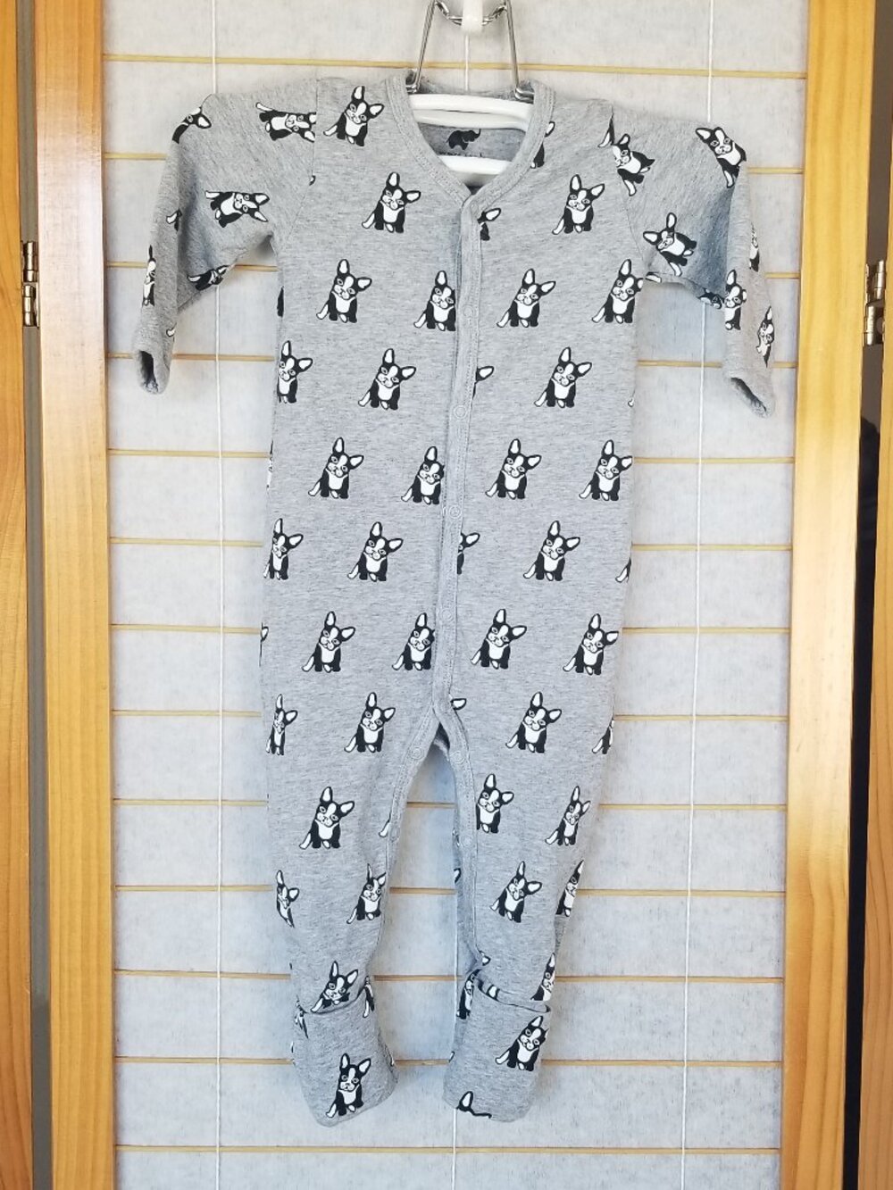 Monica + Andy Footie 3-6M Frenchie Dog Print 100% Organic Cotton